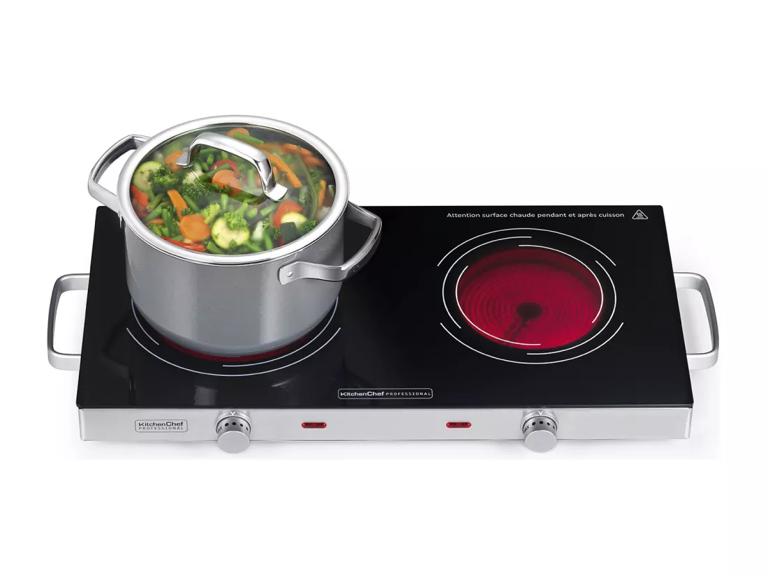 Plaque vitrocéramique KITCHENCHEF 1800 + 1000W 64cm, KCPPV2800