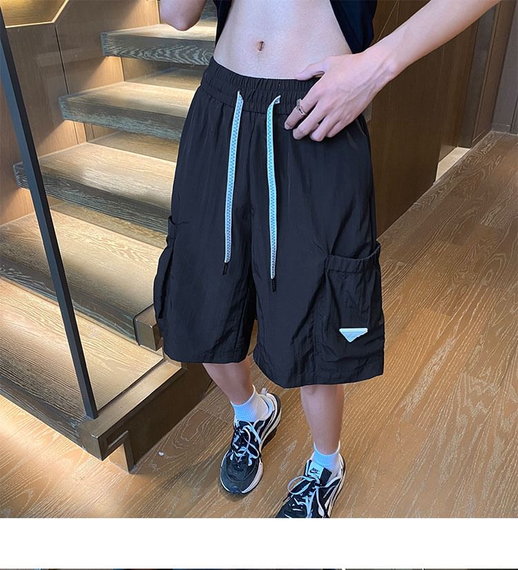 Giuliana - Effen cargoshorts met trekkoordtaille