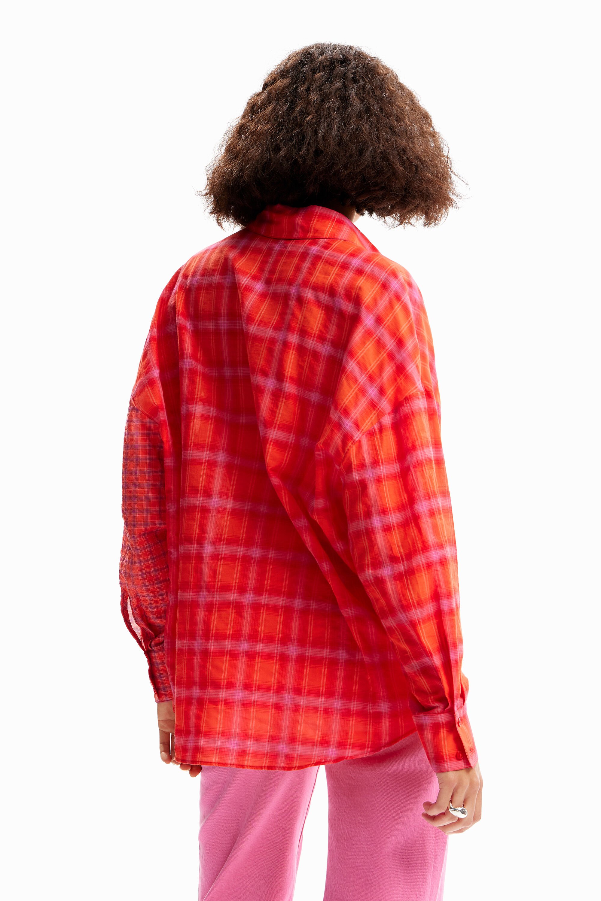 Chemise oversize patchwork carreaux