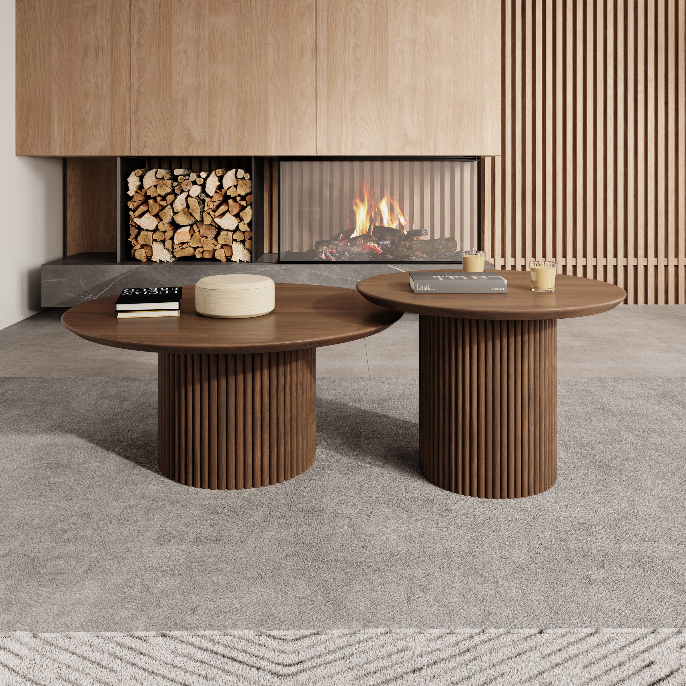 Mixx - Salontafel set van 2 - Walnootpatroon - 80x36 cm