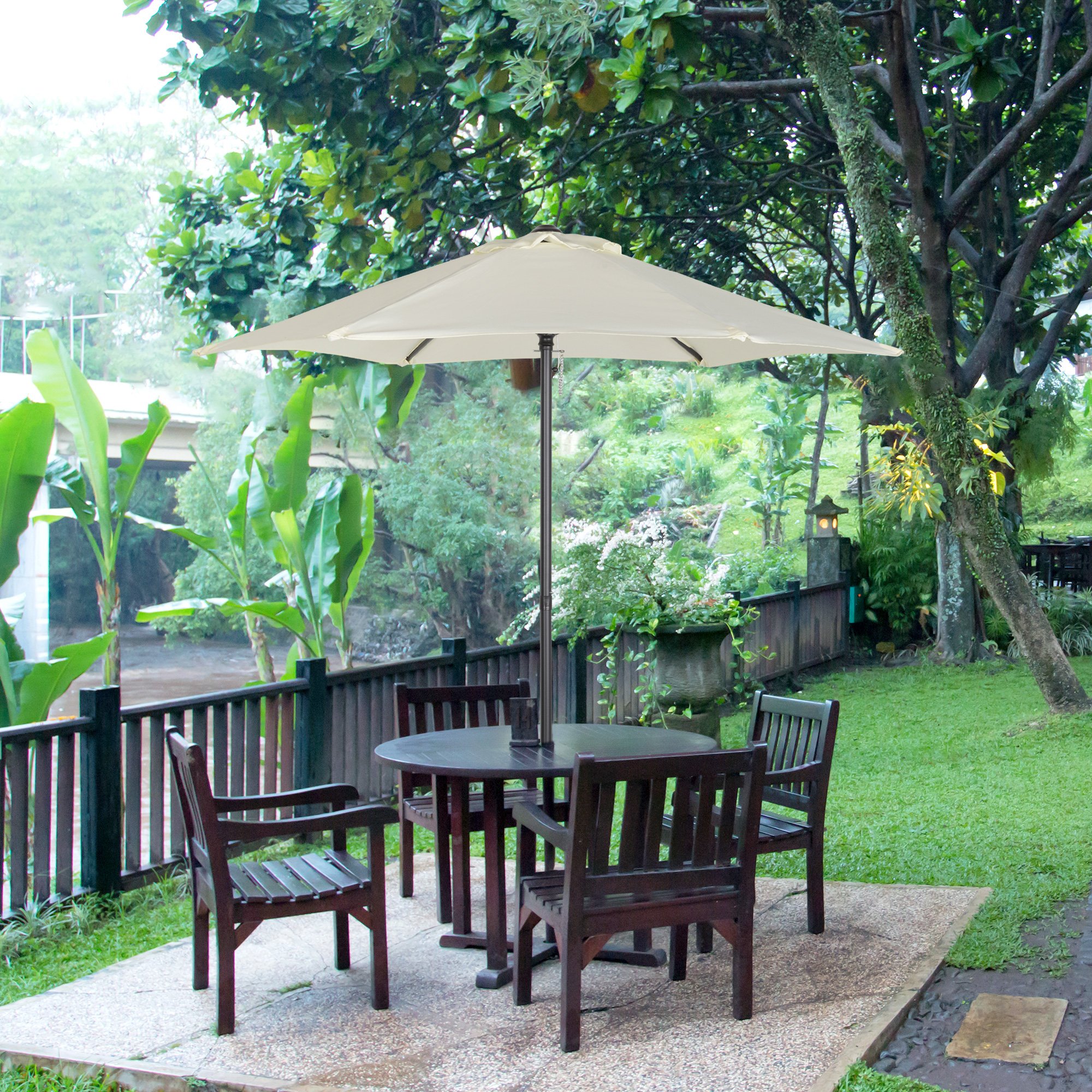 Guarda-sol de jardim Outsunny Ø2x2 m com mastro de alumínio, cobertura ventilada, ângulo ajustável e haste removível para pátio e terraço externos, cor bege.