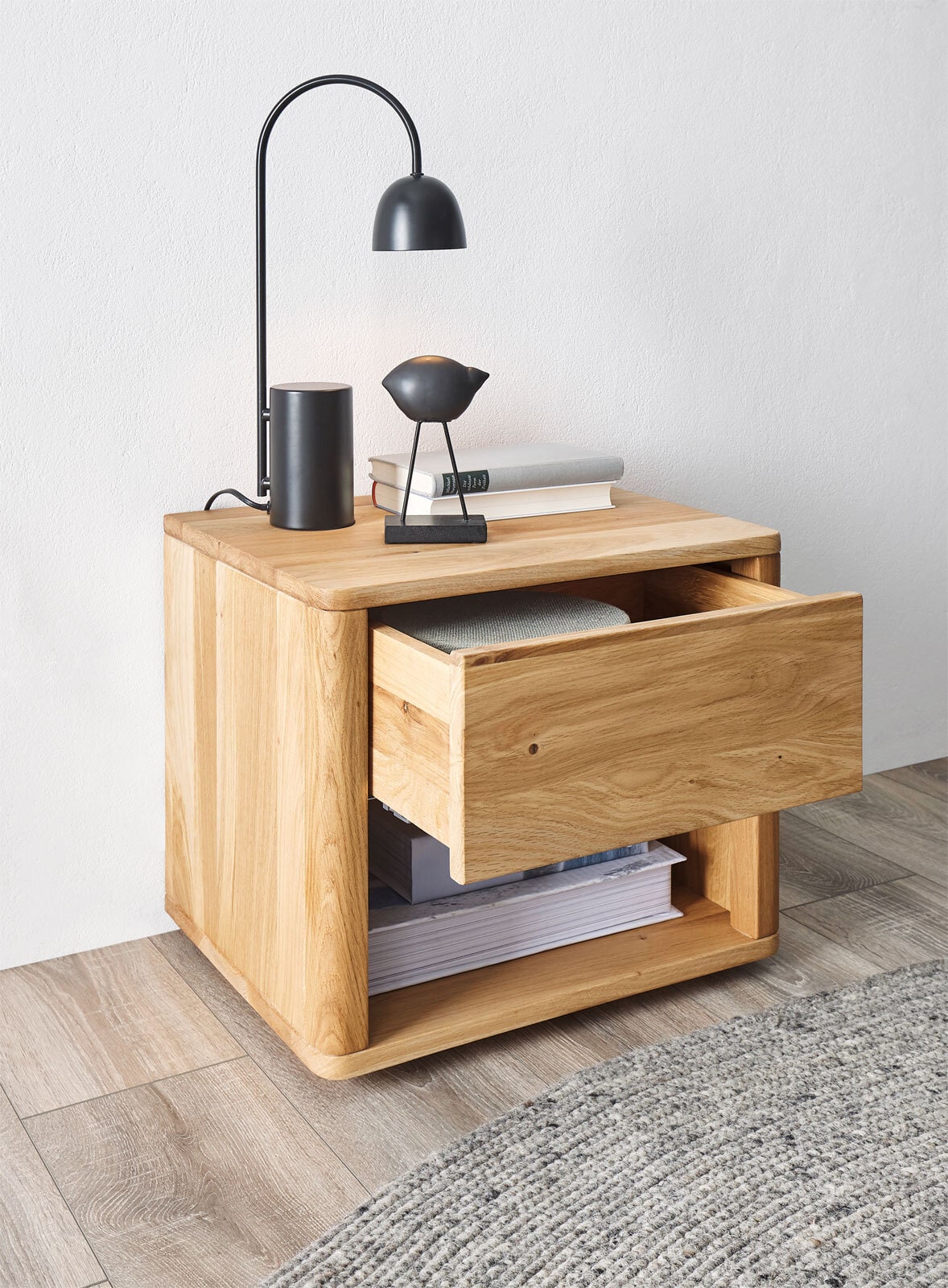 Nachtkommode Hilla II Massivholz Eiche