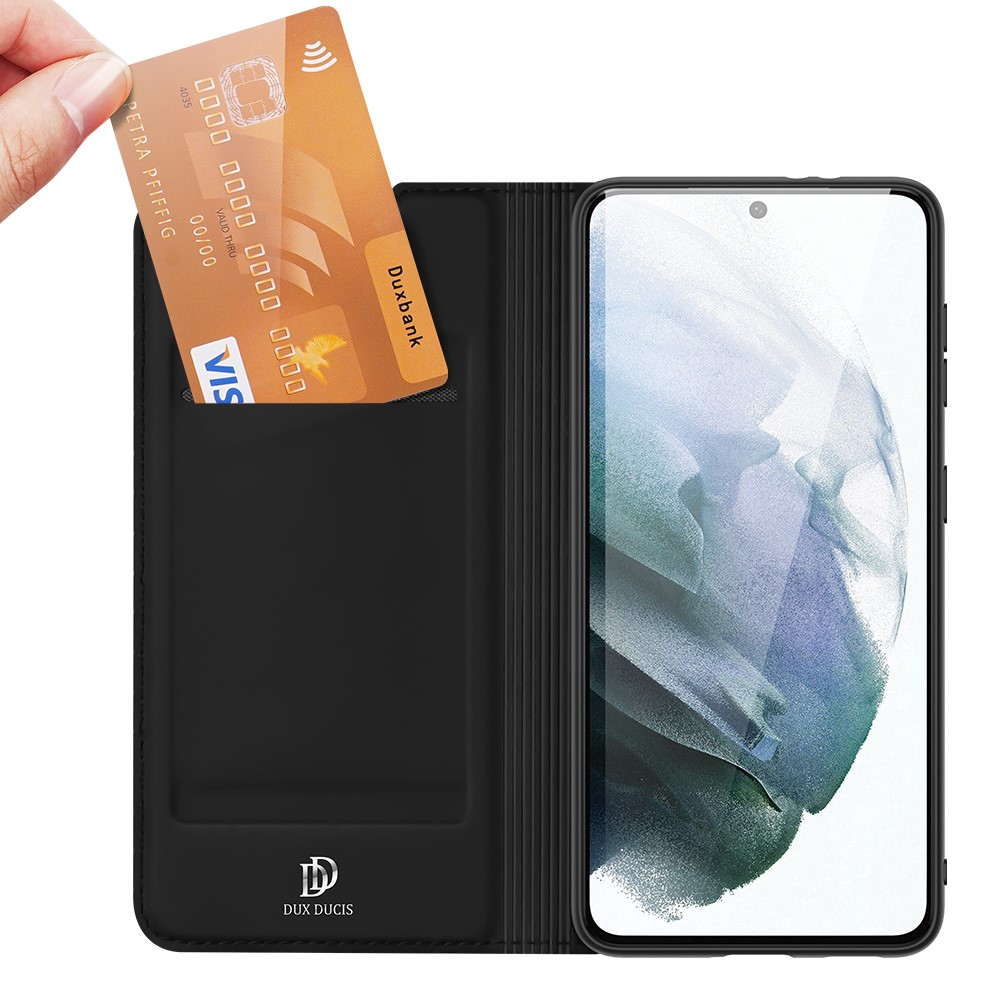 Samsung Galaxy S21 FE 5G Flip Wallet Cover Leder Tasche - Schwarz
