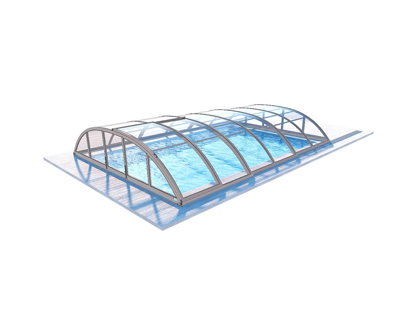 Abri de piscine horizon pour les modèles 4,10x3 m - bas85, bas785 - polycarbonate massif 3 mm - couleur ral7037 gris