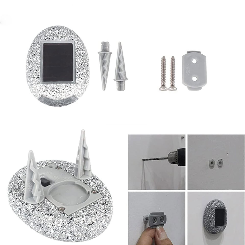 (6er Set) LED Solar Lampe Outdoor Gartenleuchte Wegbeleuchtung im Stein Design mit Dämmerungssensor (IP65) - Kaltweiss