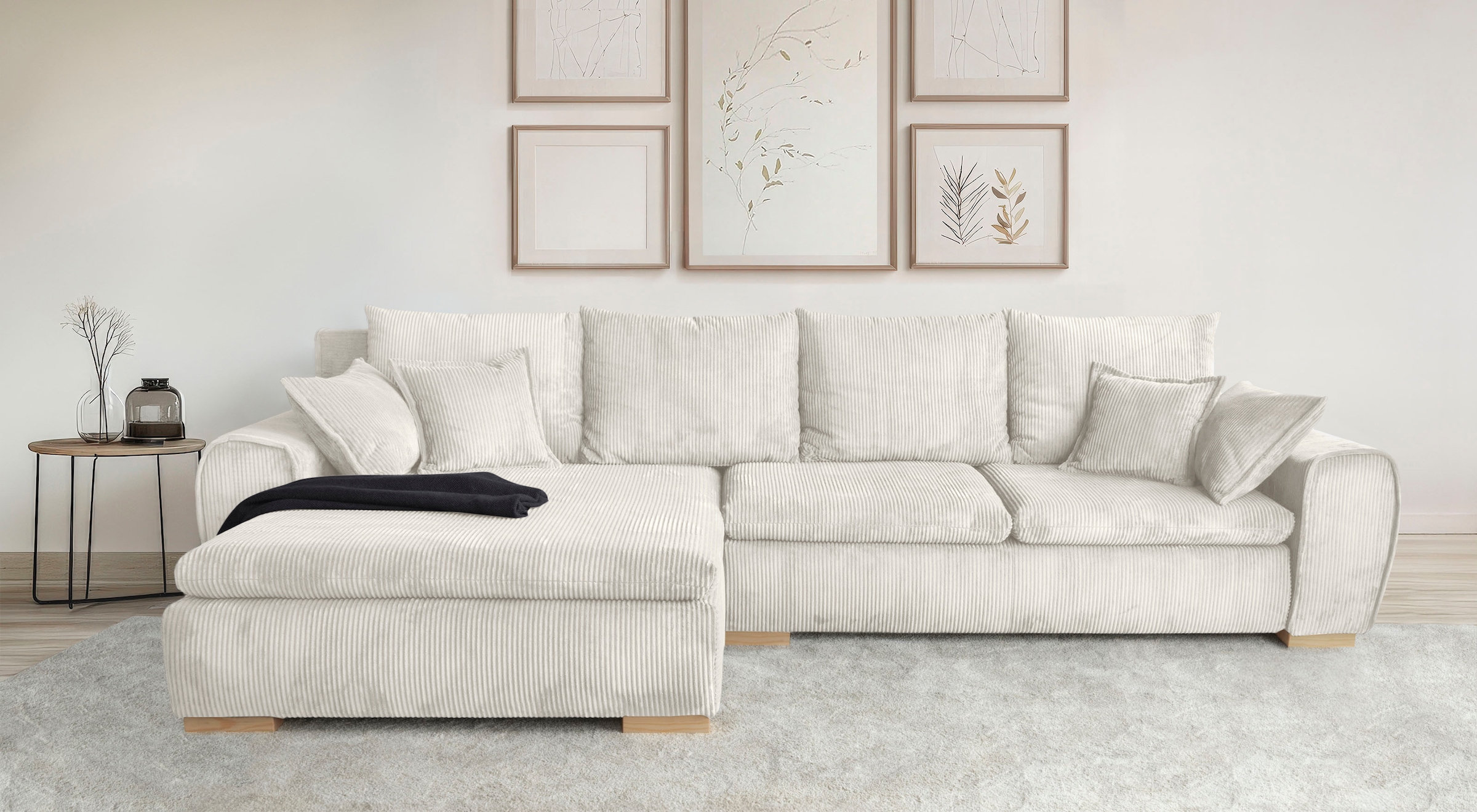 Home affaire Ecksofa »Katja L-Form, B: 325 cm« mit Bettfunktion, Bettkasten & 4 Zierkissen
