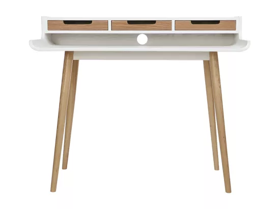 Bureau avec rangements scandinave bois clair et blanc L110 cm OPUS