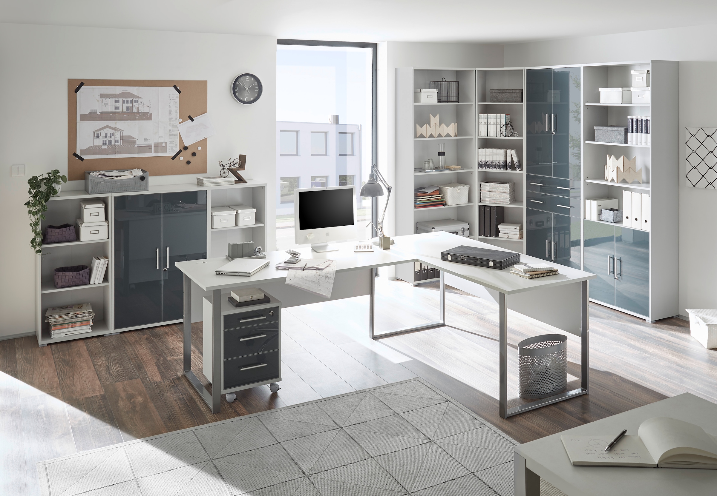BEGA OFFICE Eckschreibtisch »Office Lux« mit Kabeldurchlass, rechts/links montierbar, 223x170 cm