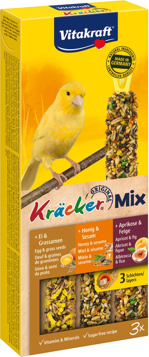 Vitakraft vogelsnack Kräcker Mix kanarie ei/honing/abrikoos 3 stuks