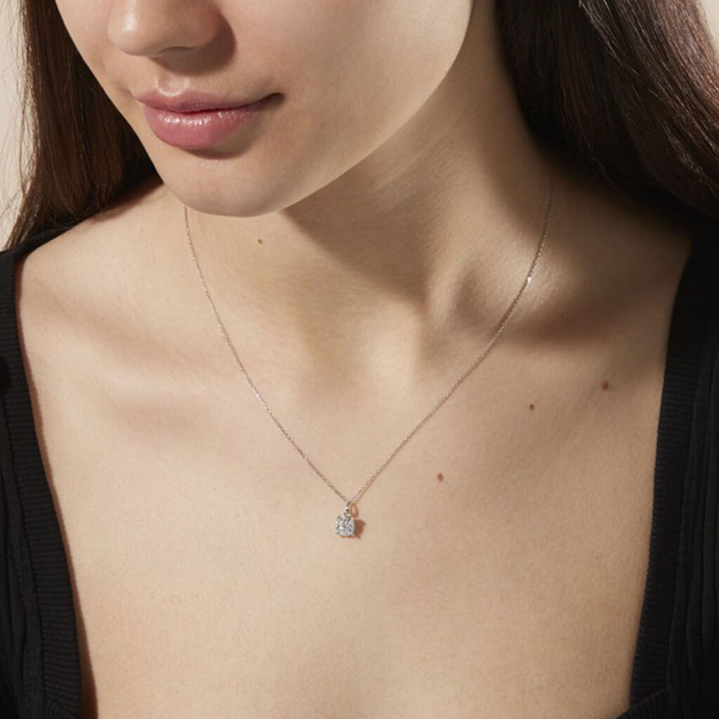Collier Charlene Or Blanc Diamant Synthetique