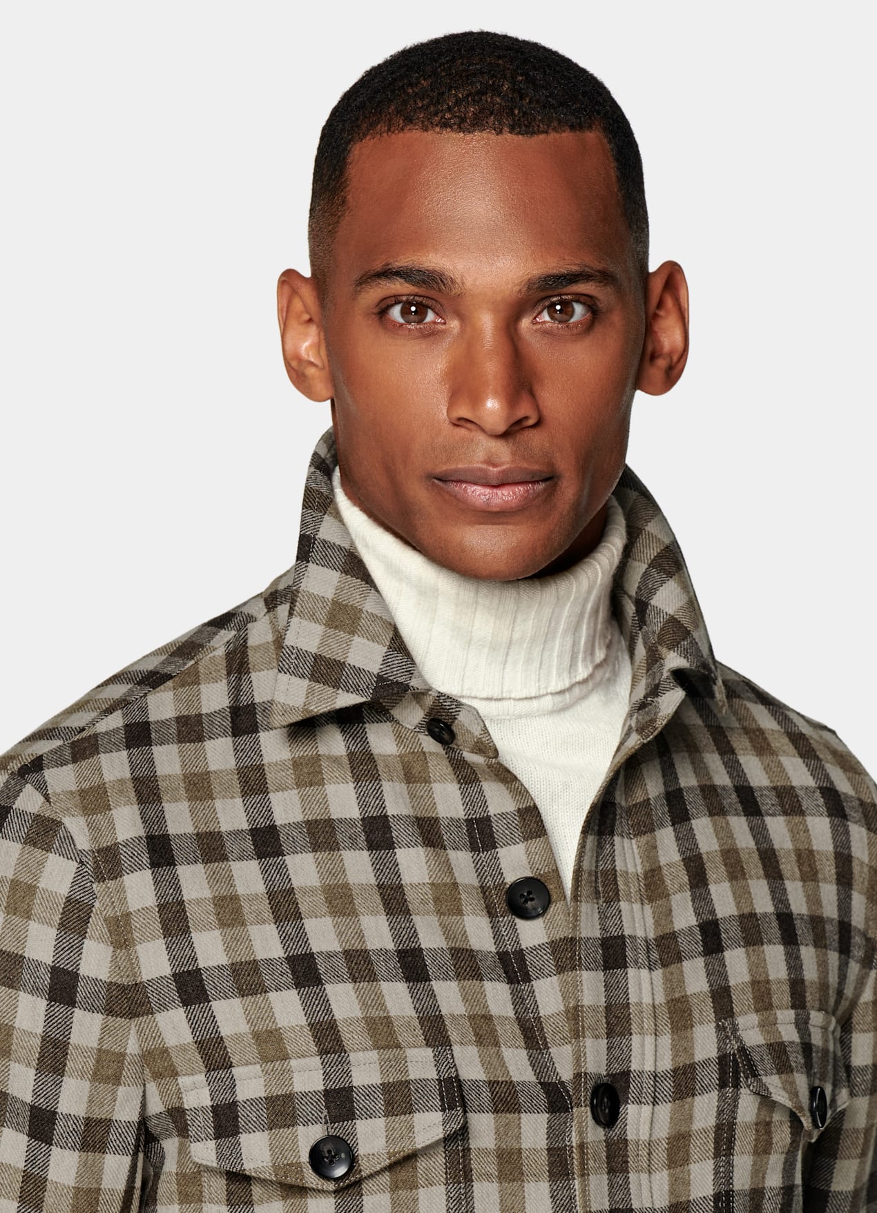 Veste chemise coupe Relaxed marron moyen à carreaux