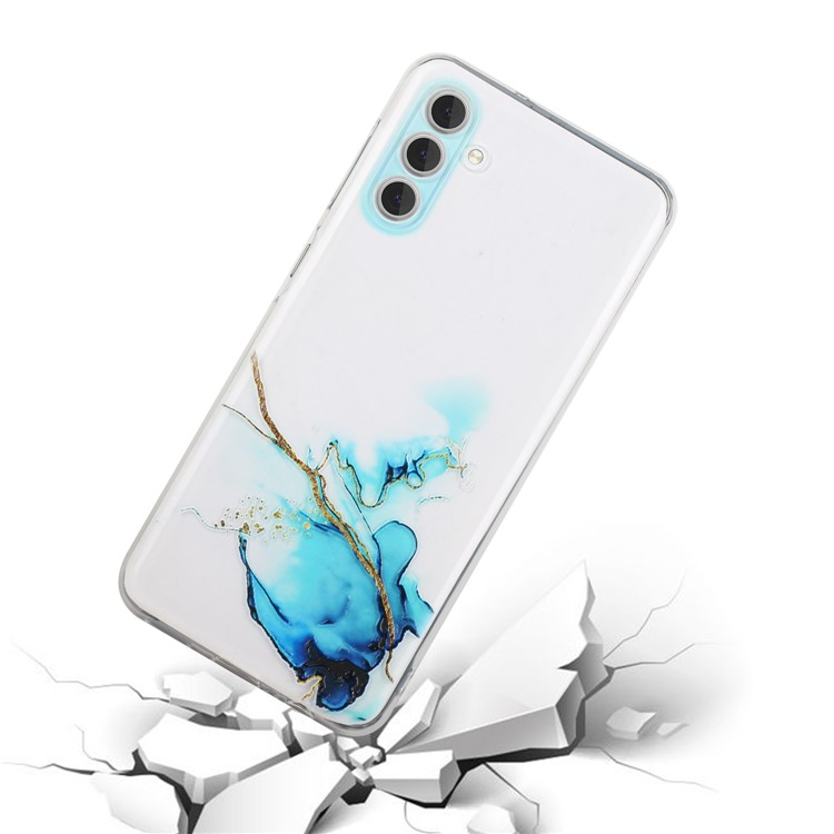 Samsung Galaxy S24 Gummi Hülle Marmor Look mit Kameraschutz - Transparent / Blau