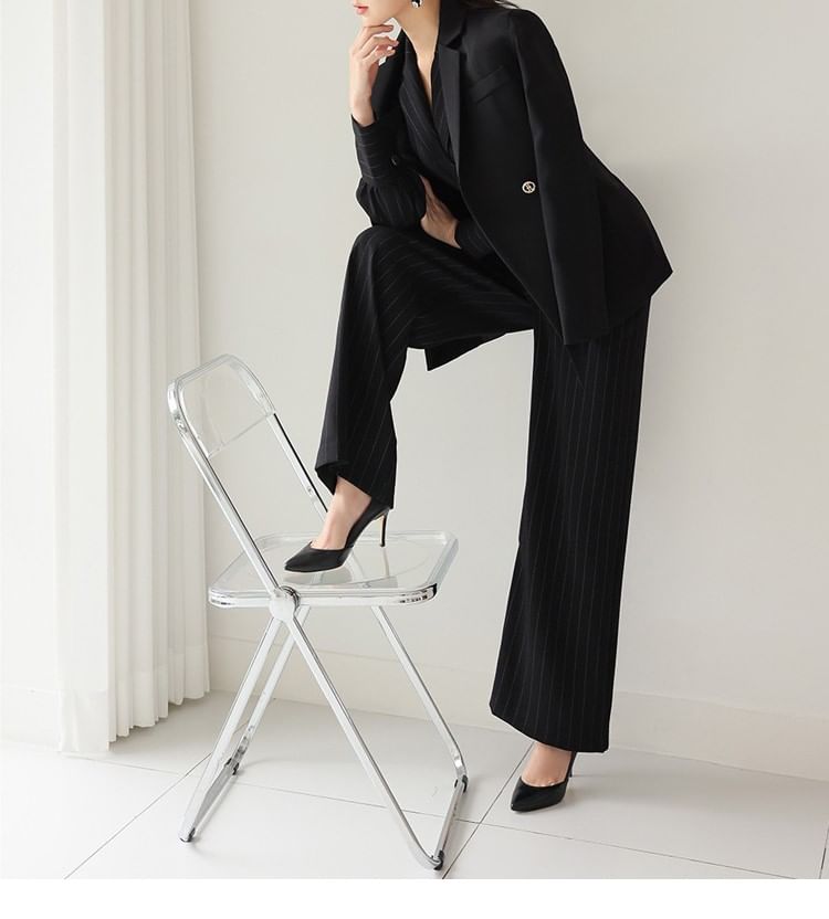 Bornite - Gestreepte jumpsuit met pofmouwen en kraag