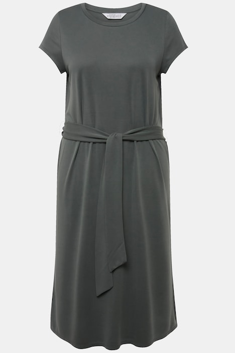 Midikleid, A-Line, Jersey, Rundhals, Halbarm