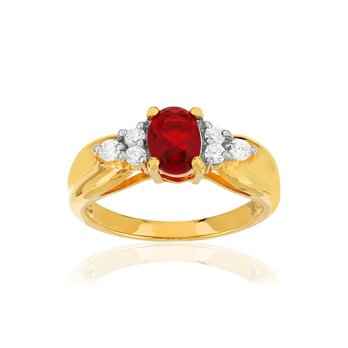 Bague plaqué or 2 tons rubis imitation et zirconias