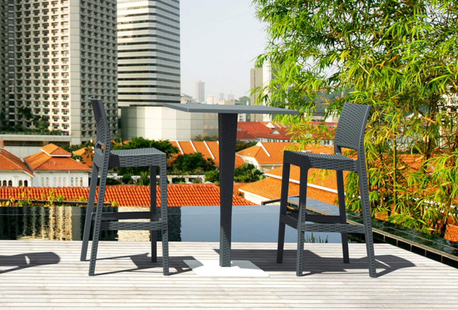 CLP 2er Set Barhocker Jamaica Mit Fußstütze I Outdoor-Tresenhocker In Rattan-Optik I Stapelbare Barstühle