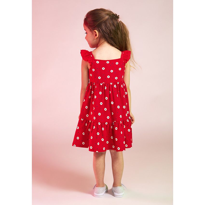 Robe en maille cloquée imprimé fantaisie pour fille - Rouge