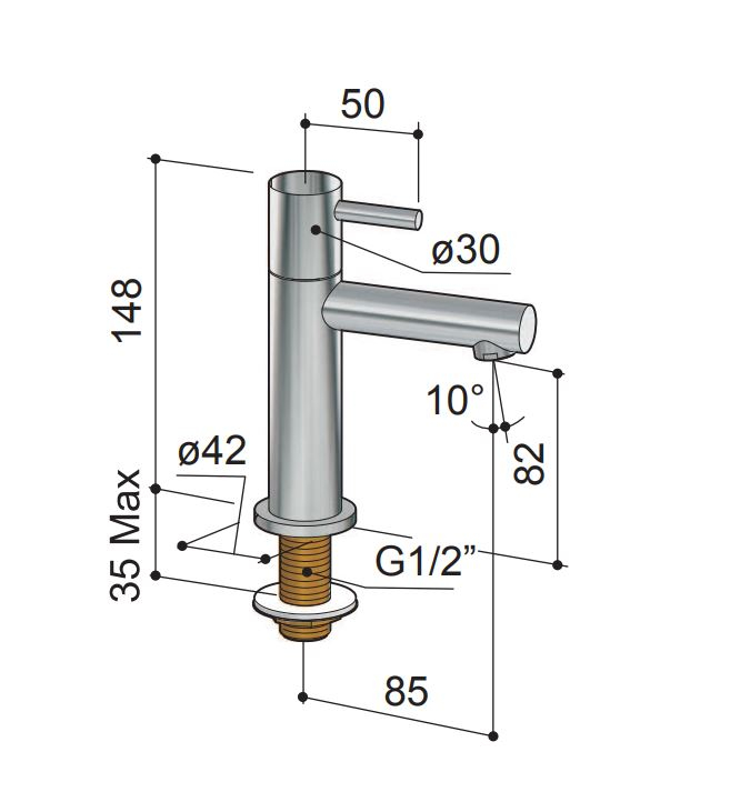 Hotbath Cobber Fonteinkraan Wit Mat E001