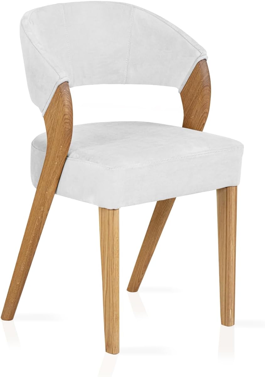 moebel-eins Alona Polsterstuhl, Material Massivholz/Bezug Kunstleder, Eiche, silvercreme