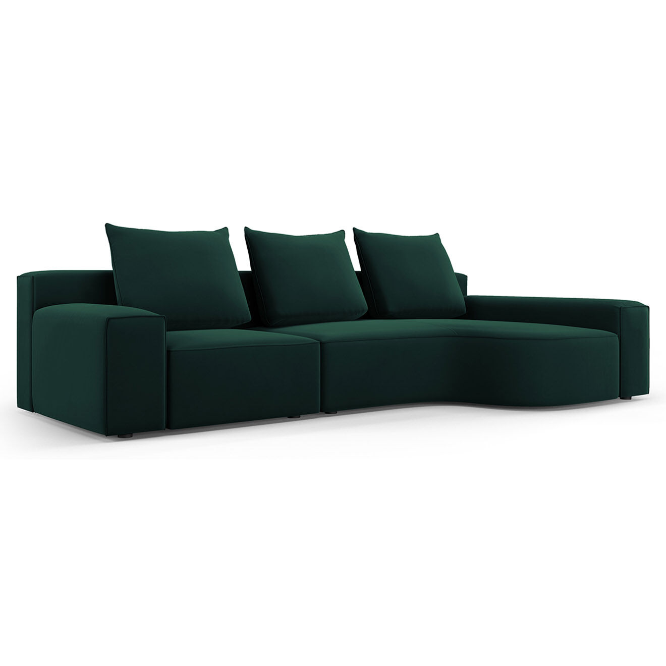 Mazzini Sofas Canapé d'angle Droit Velours Ivy 4 Places vert foncé - 280x137x89 cm
