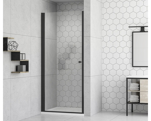 form&style douchedeur met draaideur MODENA 100 x 195 cm, profiel zwart mat, helder glas, vuilafstotende glascoating