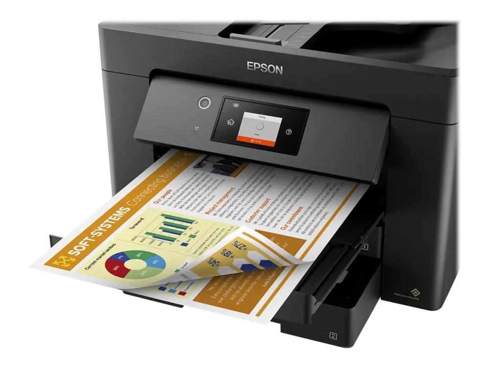 Epson WorkForce WF-7830DTWF - Multifunktionsprinter - farve - blækprinter - A3 (297 x 420 mm) (original) - A3 (medie) - op til 25 spm (udskriver) - 500 ark - 33.6 Kbps - USB 2.0, LAN, Wi-Fi(n)