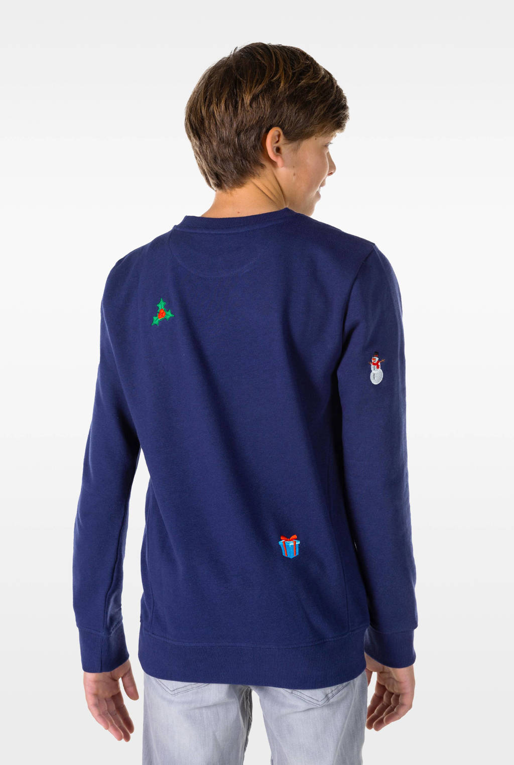 OppoSuits kerstsweater X-Mas Icons met all over print donkerblauw