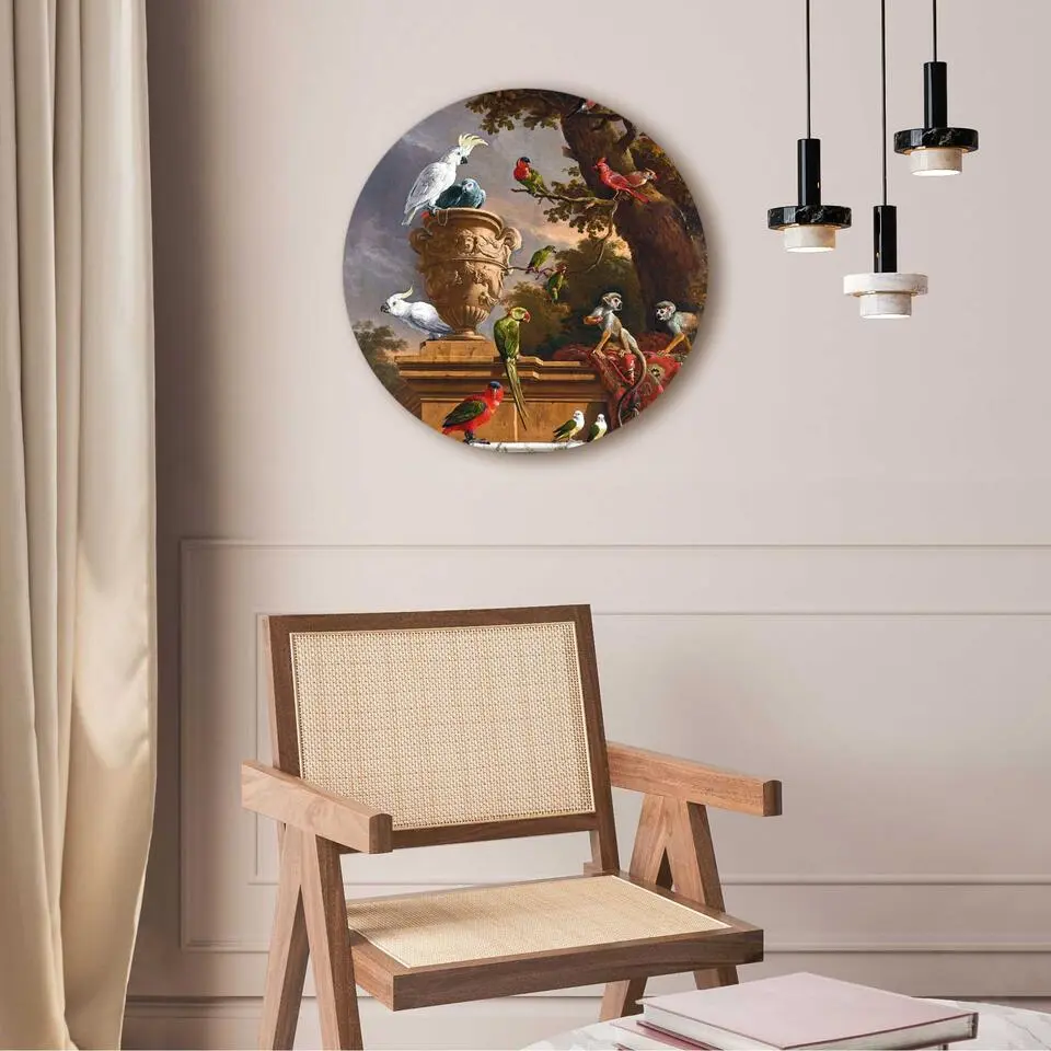 Plexiglasschilderij De Ménagerie Melchior d´Hondecoeter - Ø 50cm