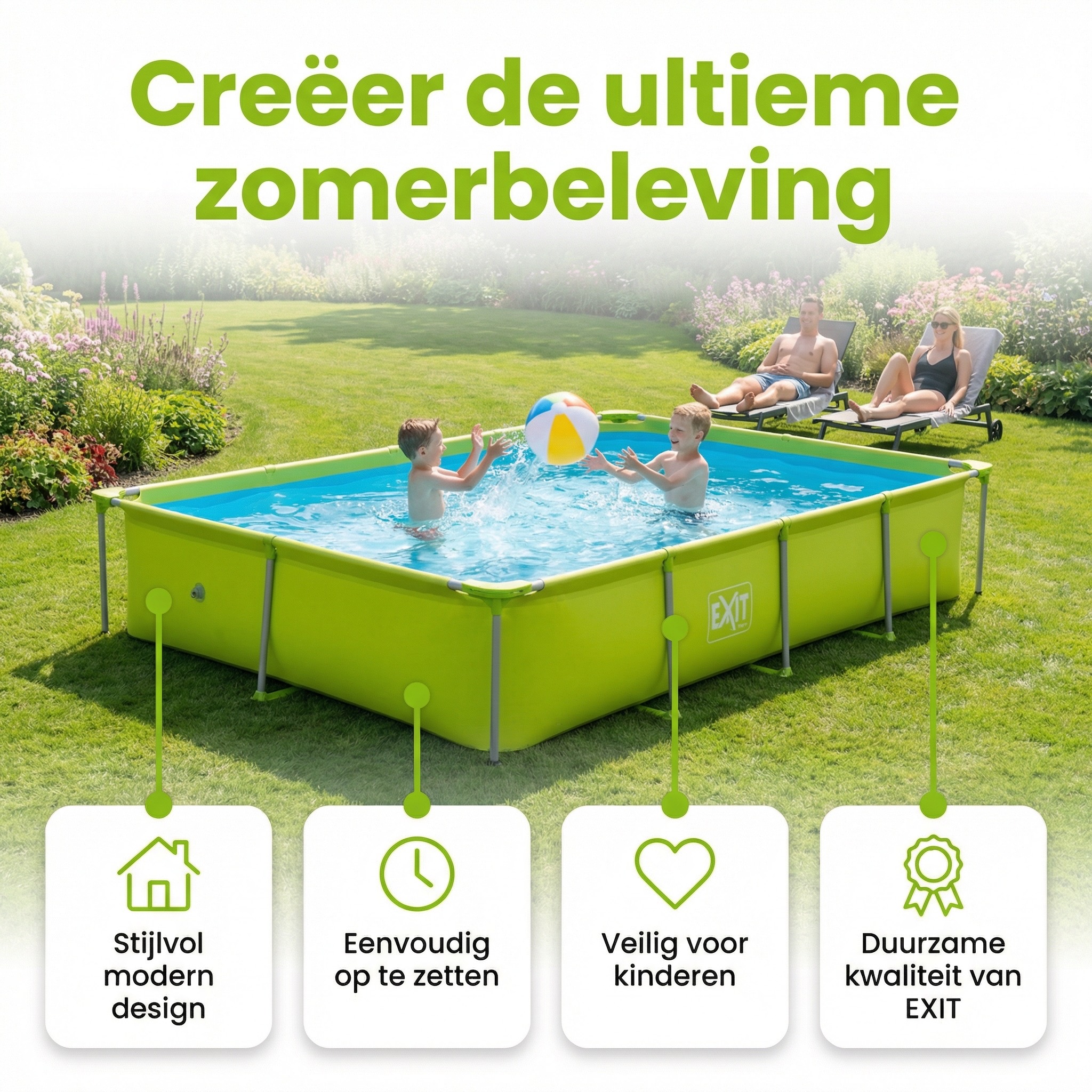 EXIT Lime 300x200x65cm Zwembad met pomp - Green