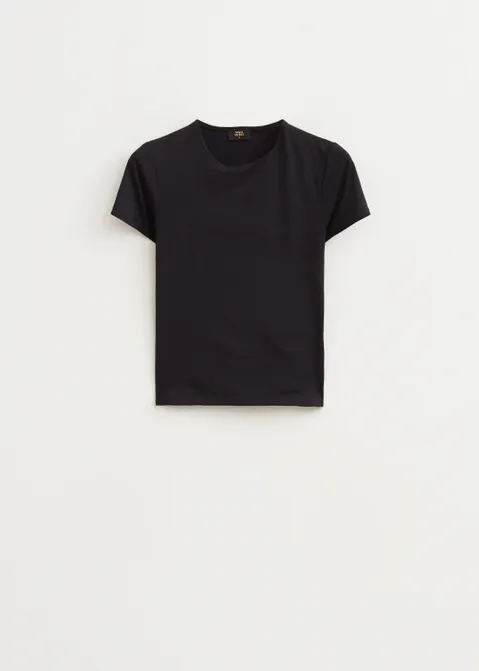T-shirt met cropped model zwart (ZWART)