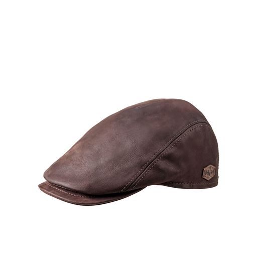 MJM Bang 32 Leather Flatcap, Brown, XL