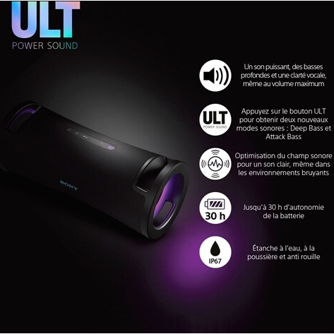 Enceinte sans fil Sony ULT FIELD 7 - Enceinte portable sans fil Bluetooth avec ULT POWER SOUND - Noir