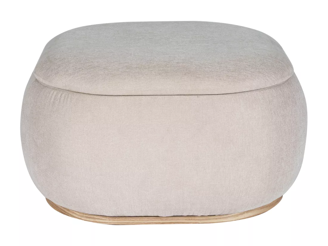 Pouf coffre de rangement en tissu texturé beige TINETIA