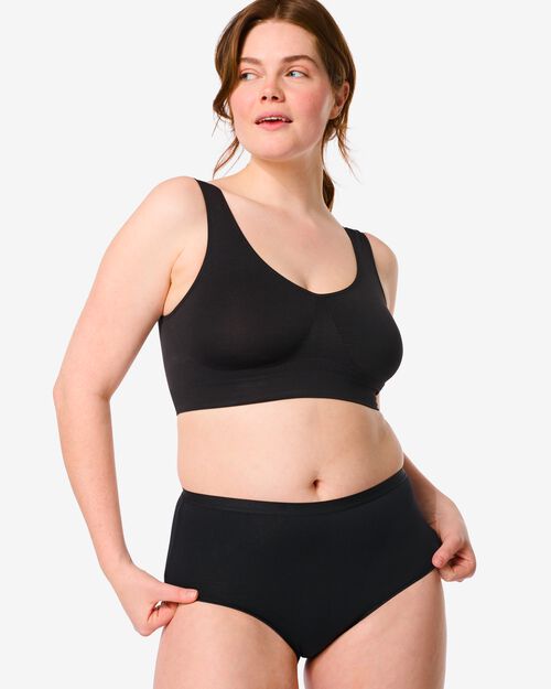 2 slips femme taille haute coton stretch noir