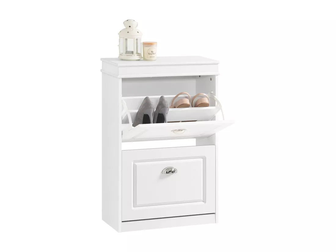 Meuble de Rangement à Chaussures Armoire à Chaussures Commode à Chaussures 2 abattants, FSR78-W