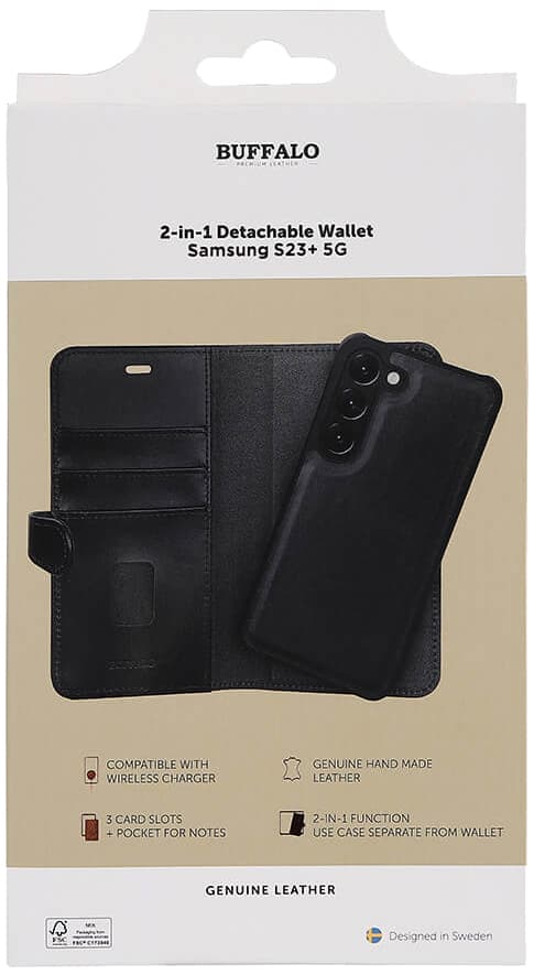 Buffalo Samsung Galaxy S23+ 2-i-1 pungetui (sort)
