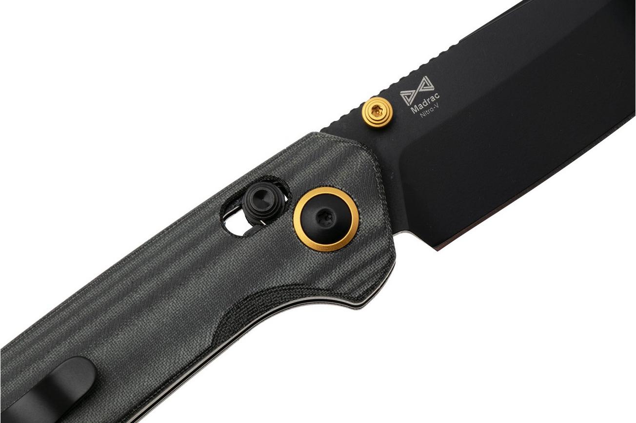 Kizer Madrac V3693A1 Black PVD Nitro-V, Black Micarta zakmes, Matteo Pignatelli design