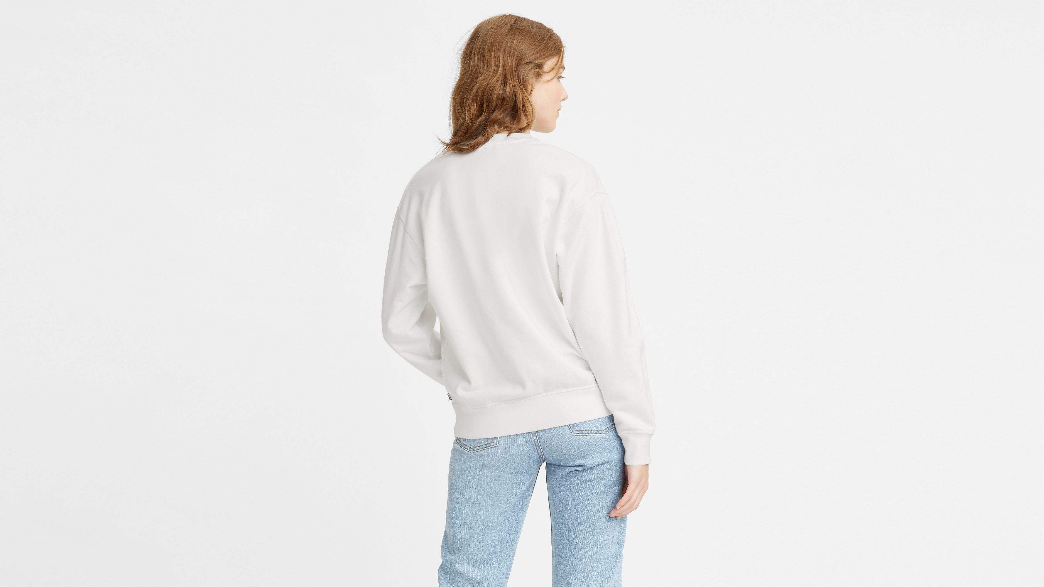 Sweat-shirt graphique à col rond standard - Kinsley Floral Bw Fill_Crew Gardenia - Blanc