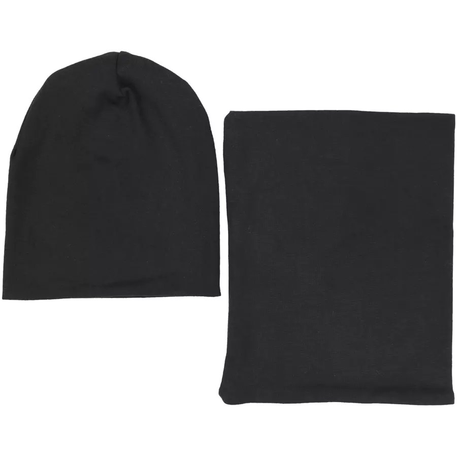TupTam Unisex Kinder Beanie Mütze Schlauchschal Set schwarz Modell 1