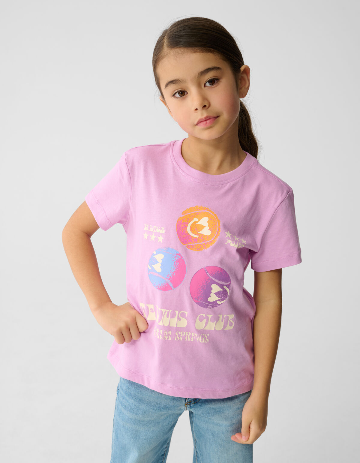 Tennis Artwork T-shirt Lichtroze