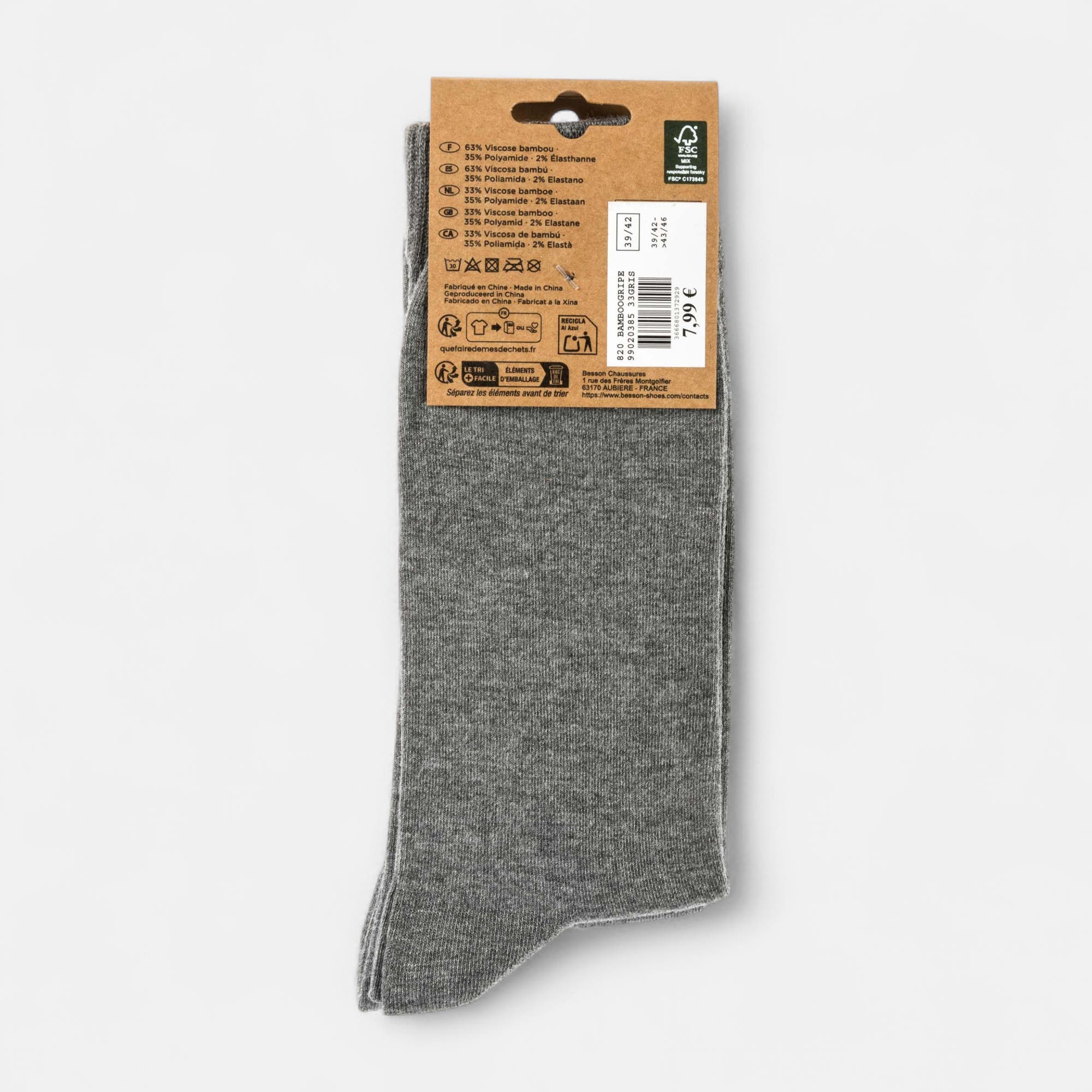 Chaussettes Homme gris moyen
