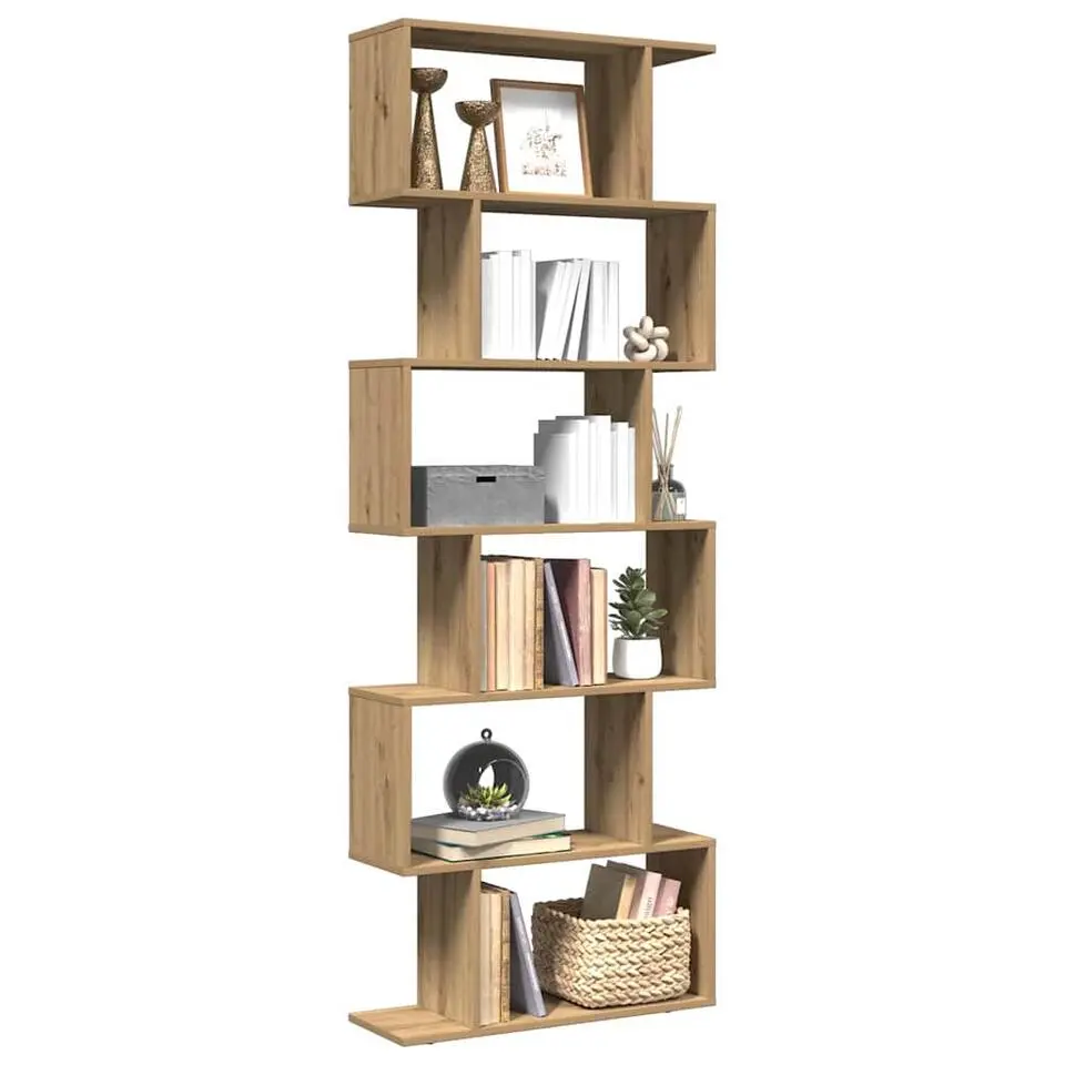 vidaXL - 6-laags Boekenkast voor woonkamers - Artisanaal eiken - 70x24x193 cm