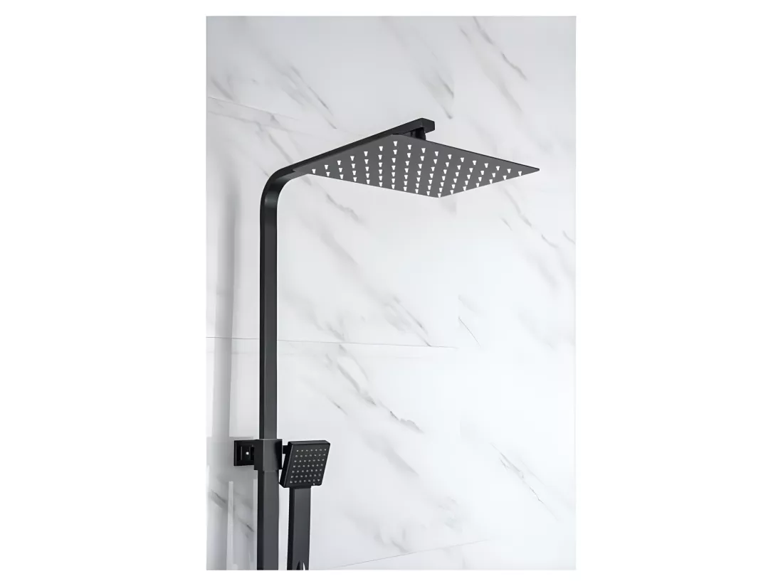 OCEANIC Colonne de douche - Mitigeur thermostatique - Pomme haute rectangle 30x20 cm - Noir mat
