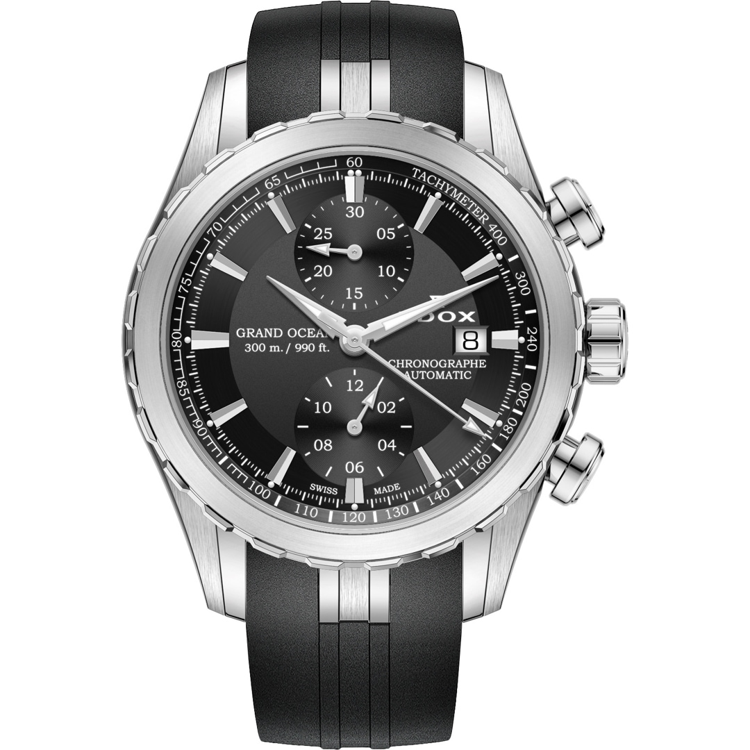Edox Grand Ocean Chronograph Automatic Schwarz / Silbrig