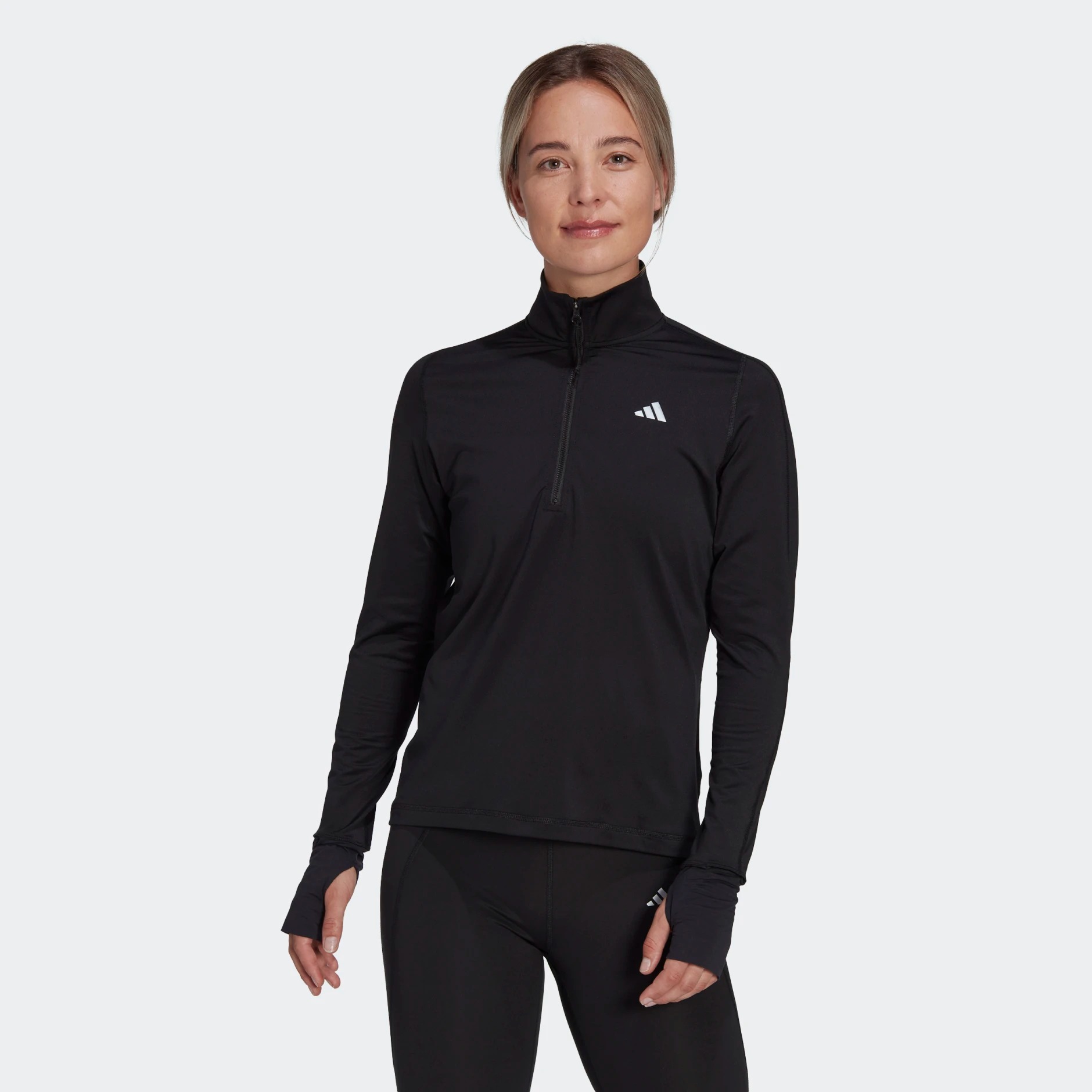 Fast Running 1/2-Zip LS Top Dame Black