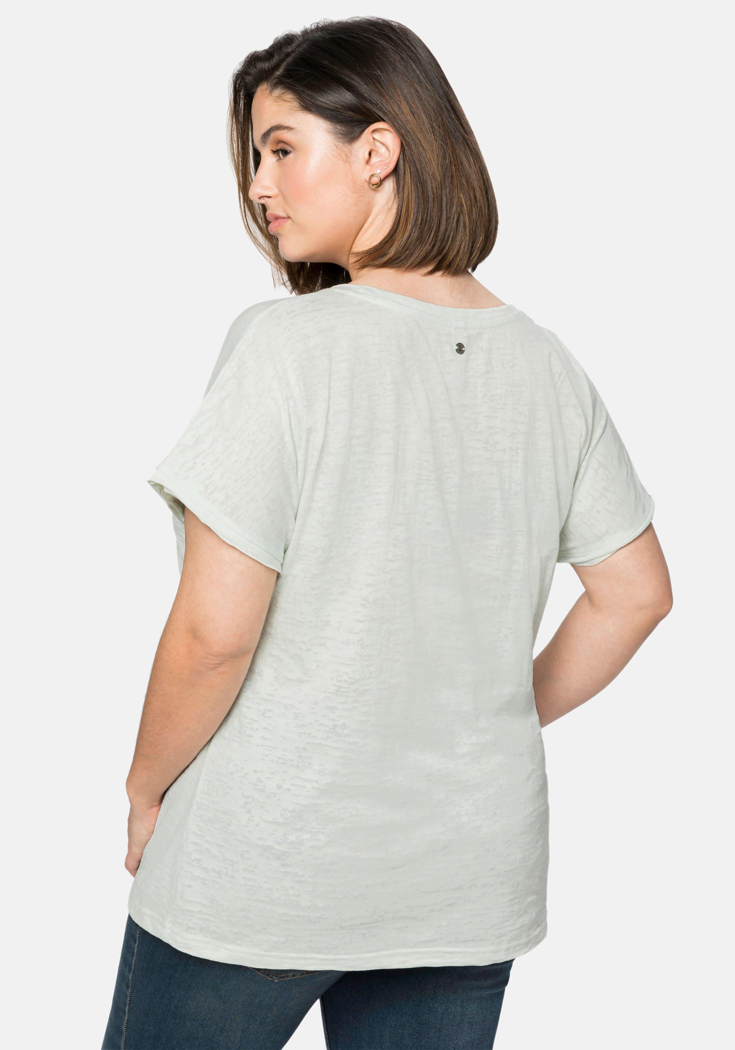 Shirt mit Ausbrennermuster, leicht transparent