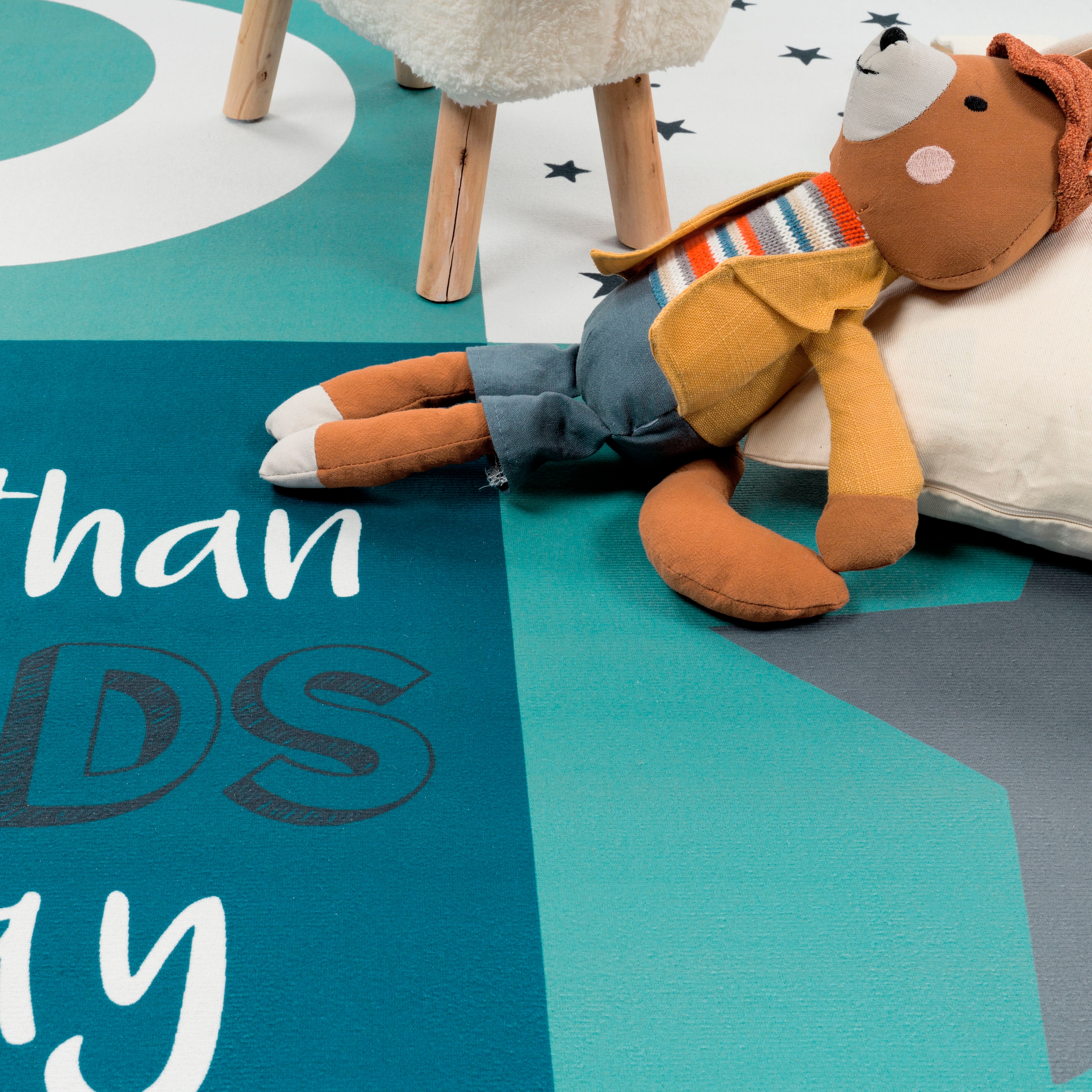 Paco Home Kinderteppich »Aleyna 101« rechteckig 6 mm Höhe Kurzflor, Kinder Design, Motiv Mond & Sterne, Kinderzimmer