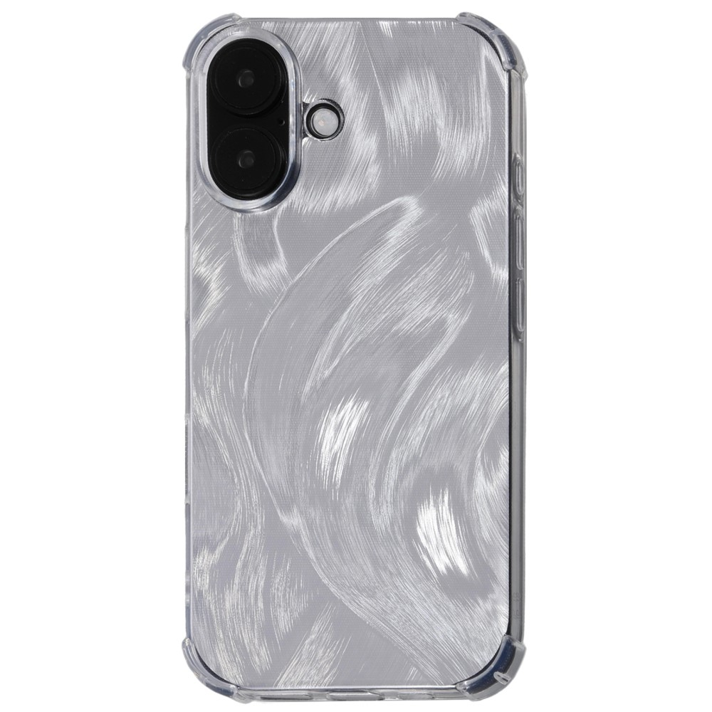 iPhone 16 Hybrid Hülle TPU Bumper mit Acryl Rückseite   Wechselbare Einlegekarten - Transparent / Silber
