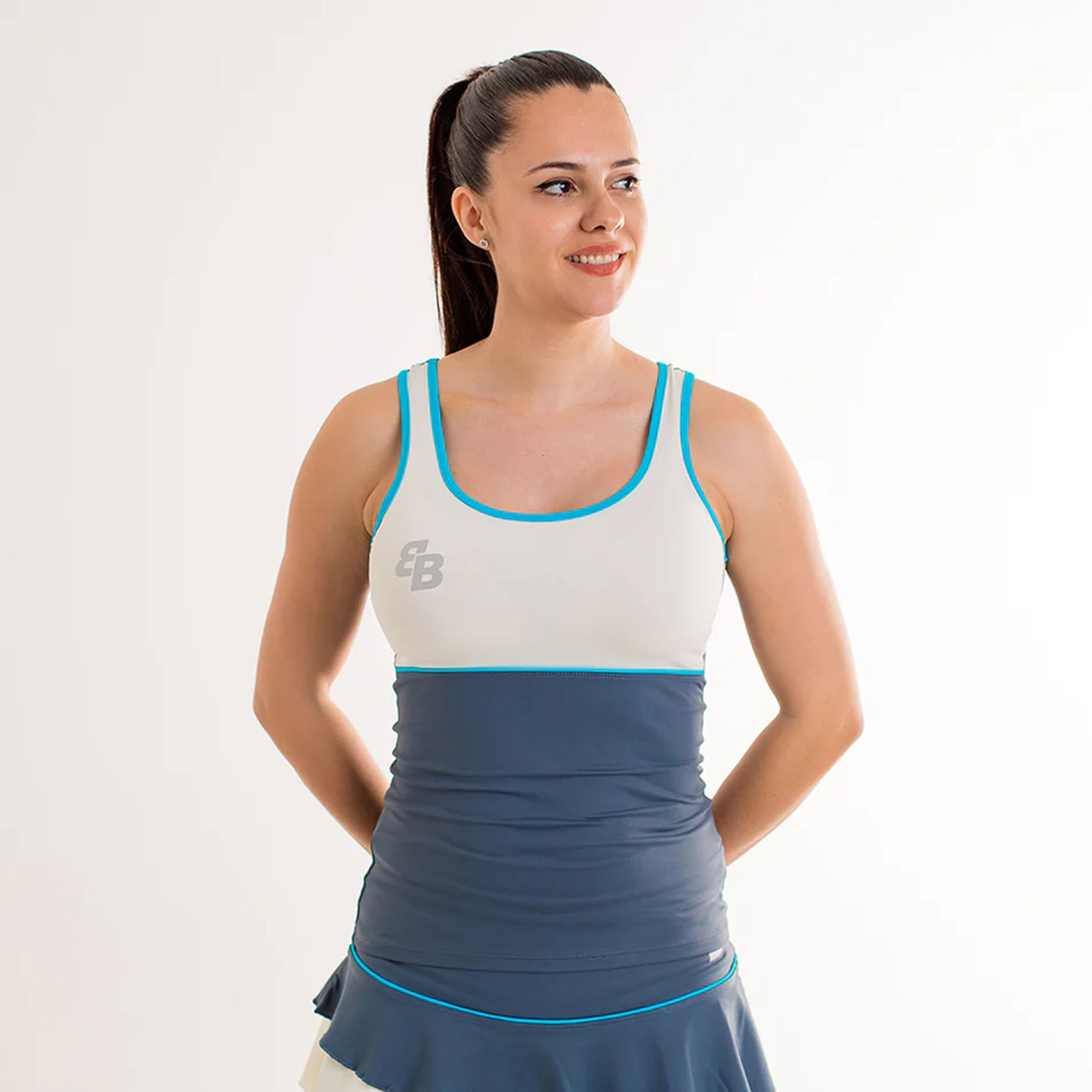 BB by Belen Berbel Net Débardeur Tank Top Femmes - Bleu Foncé , Blanc