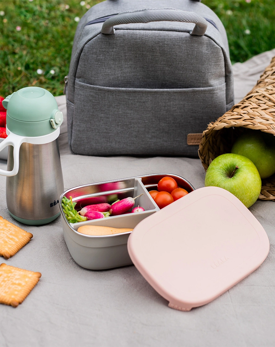 Edelstahl-Brotbox LUNCH mit Trenner in dusty pink